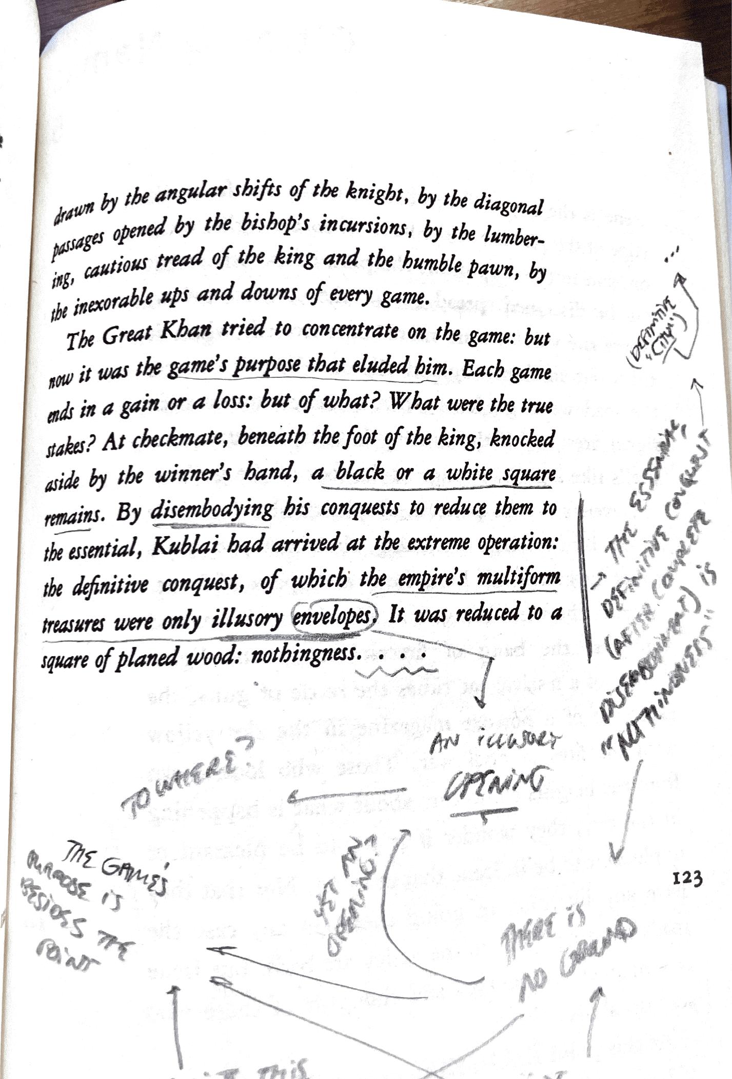Annotated page 123 from Invisible Cities