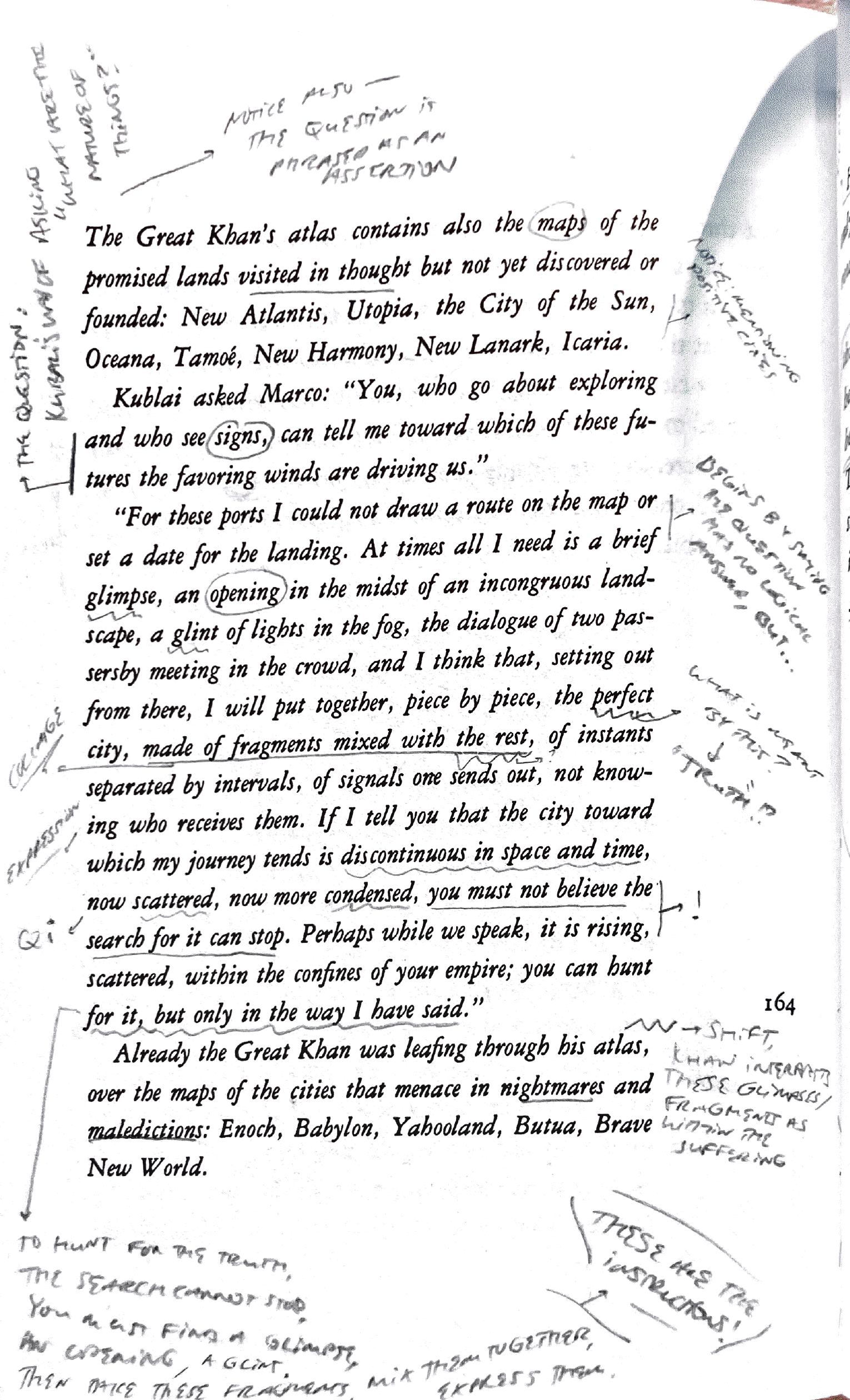 Annotated page 164 from Invisible Cities
