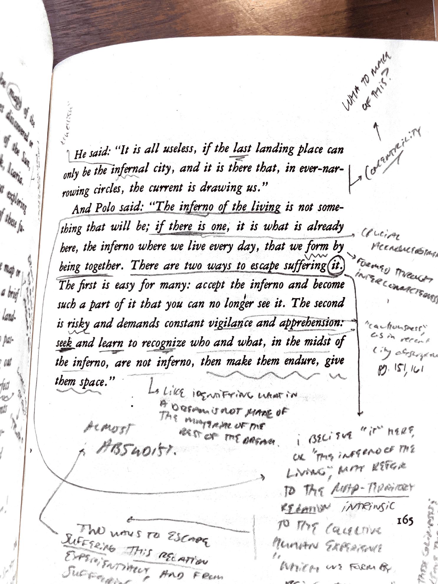 Annotated page 165 from Invisible Cities