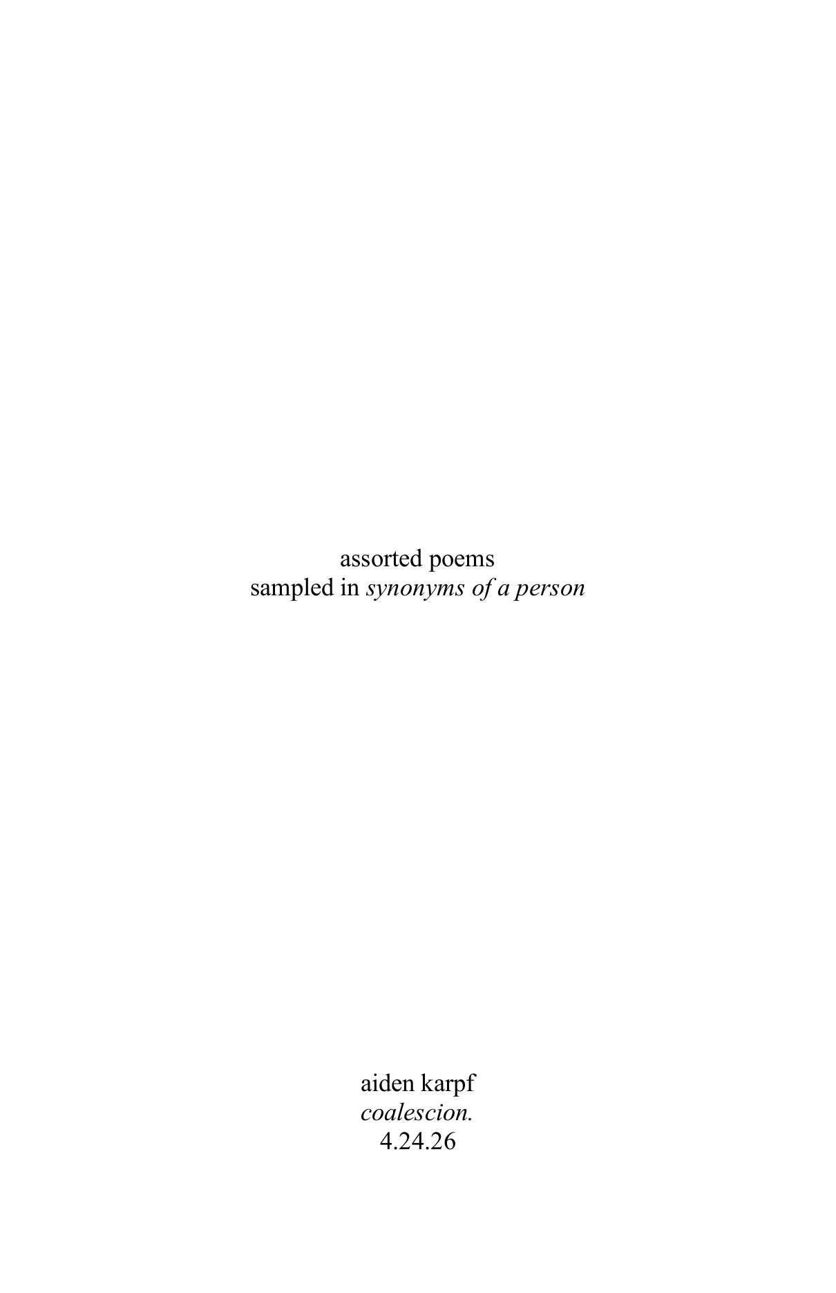 Assorted poems for collage, cover page