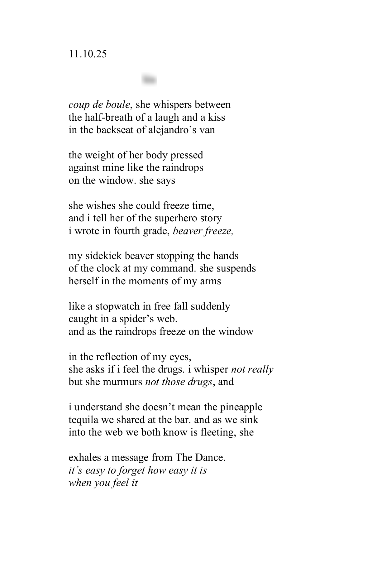 To catch a needle collage series, page 2, with the poem title blurred