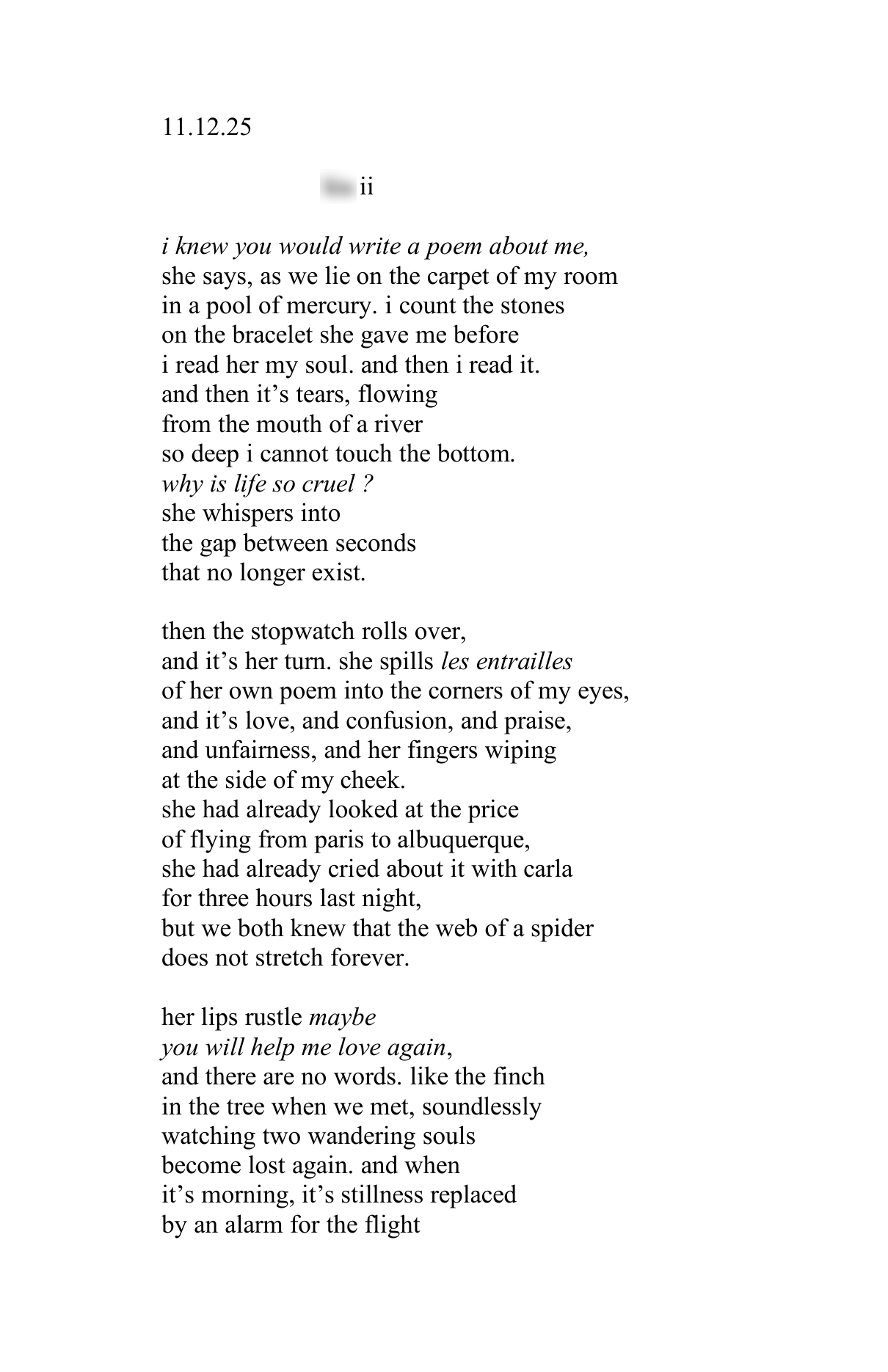 To catch a needle collage series, page 3, with the poem title blurred