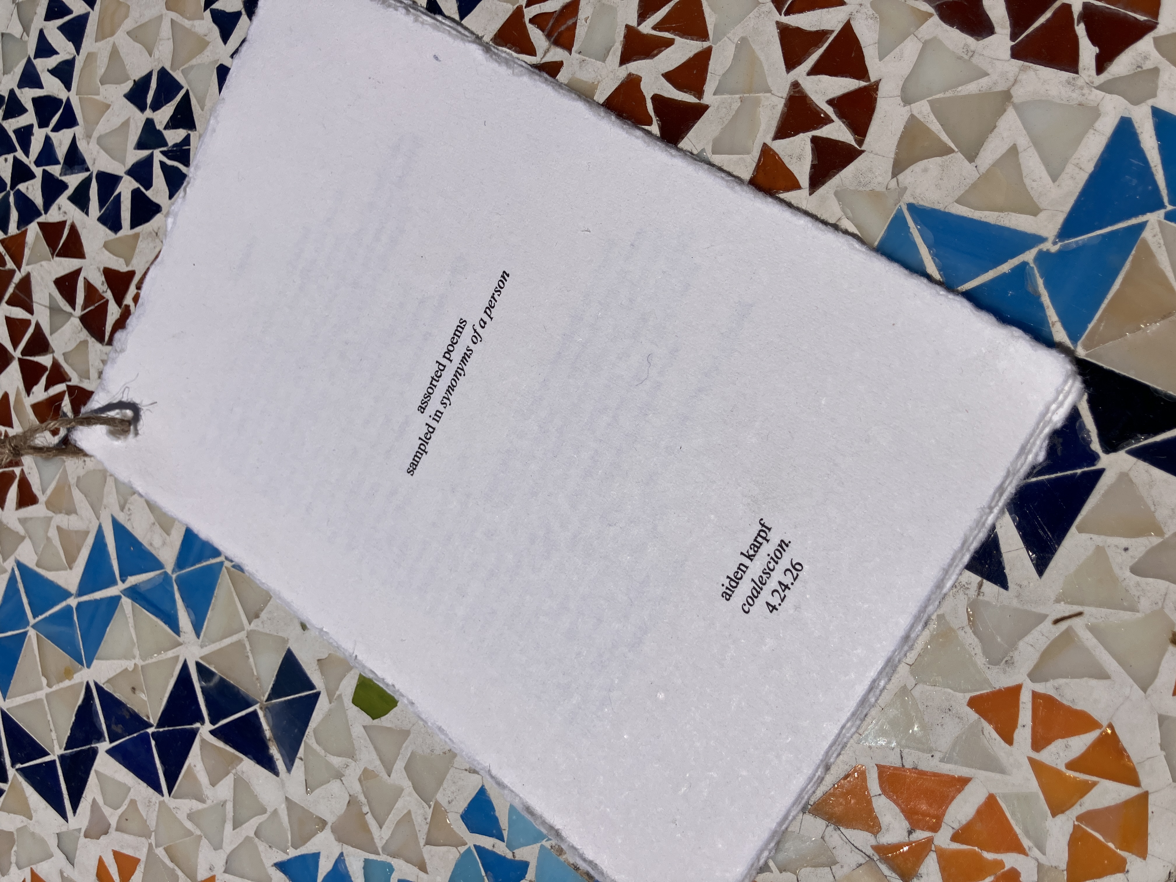Cover of the handmade Assorted Poems booklet