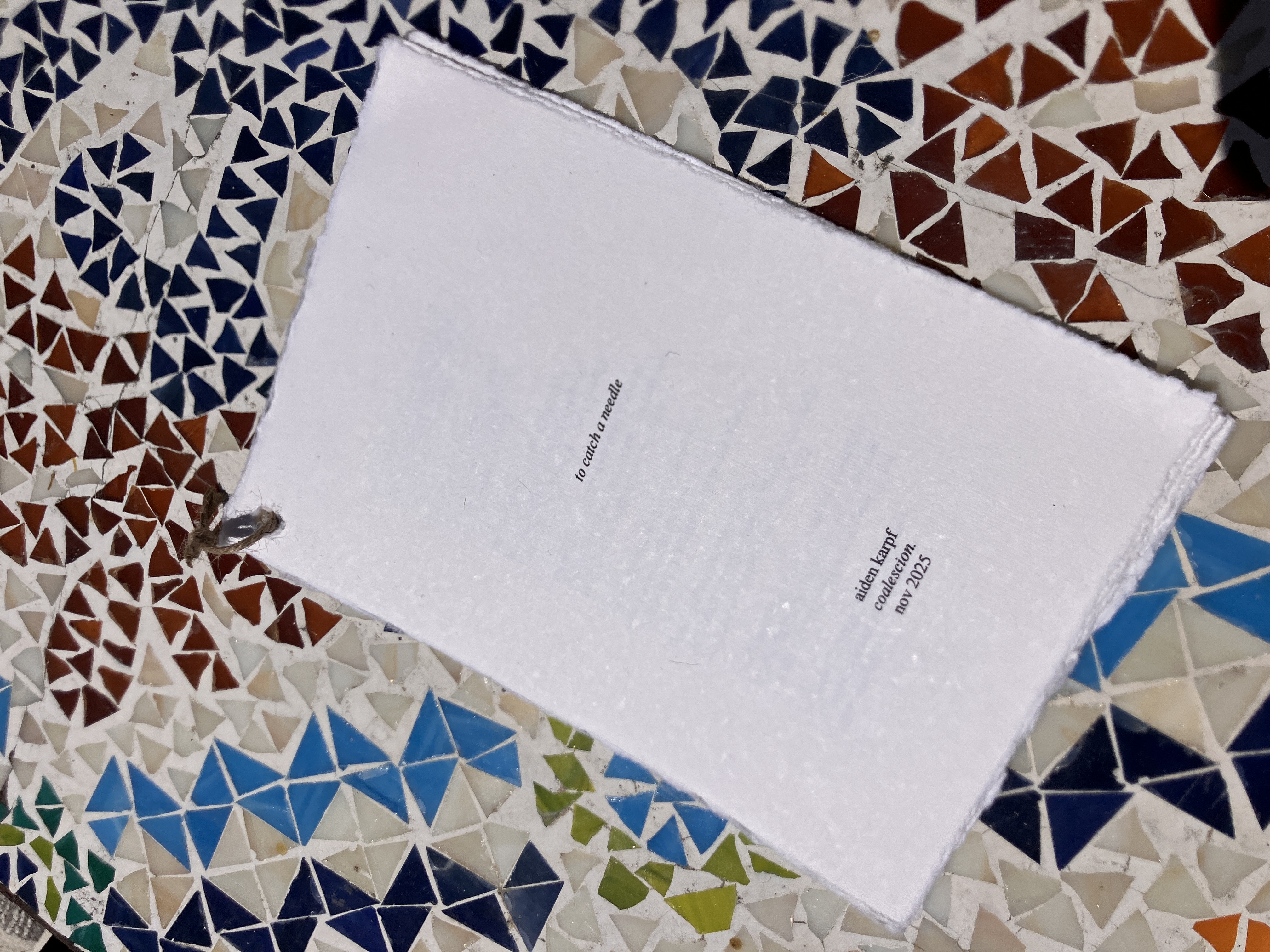 Cover of the handmade poetry booklet To Catch a Needle